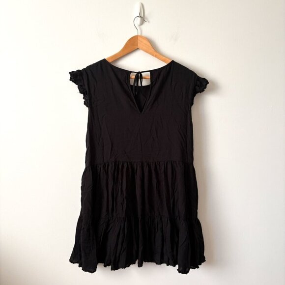 Aritzia Wilfred La Boheme Sidonie Ruffled Scalloped Dress Black Size Small - Picture 7 of 9